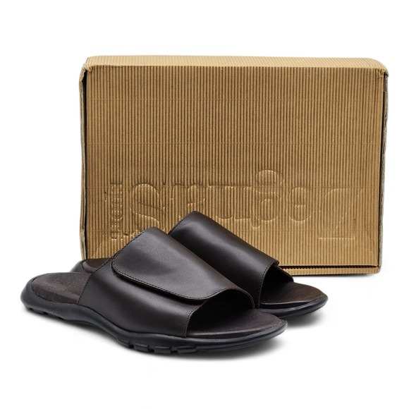 Zegna Men's Leather Slides Sandals in Brown $950 12US - Picture 1 of 6